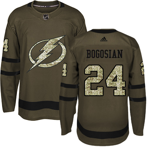 Adidas Tampa Bay Lightning #24 Zach Bogosian Green Salute to Service Youth Stitched NHL Jersey->youth nhl jersey->Youth Jersey